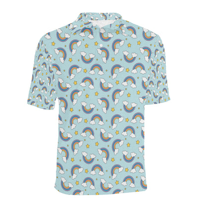 Rainbow Cloud Print Pattern Men Polo Shirt