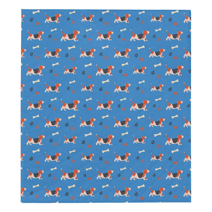 Basset Hound Pattern Print Design 02 Premium Quilt