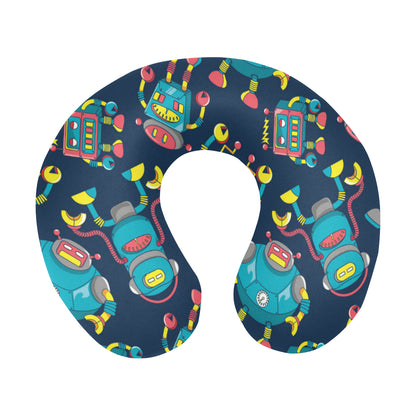 Robot Pattern Print Design A05 U-Shaped Travel Neck Pillow