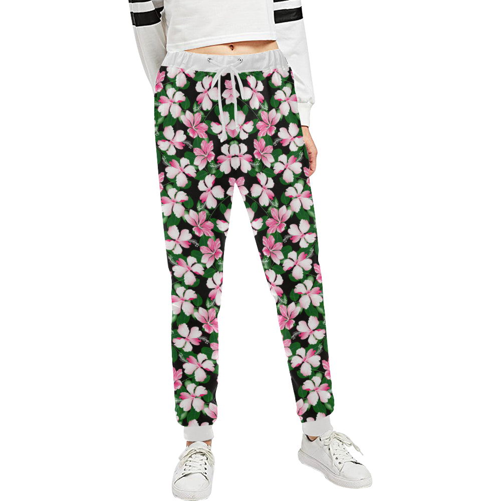 Hibiscus Pink Flower Hawaiian Print Unisex Sweatpants