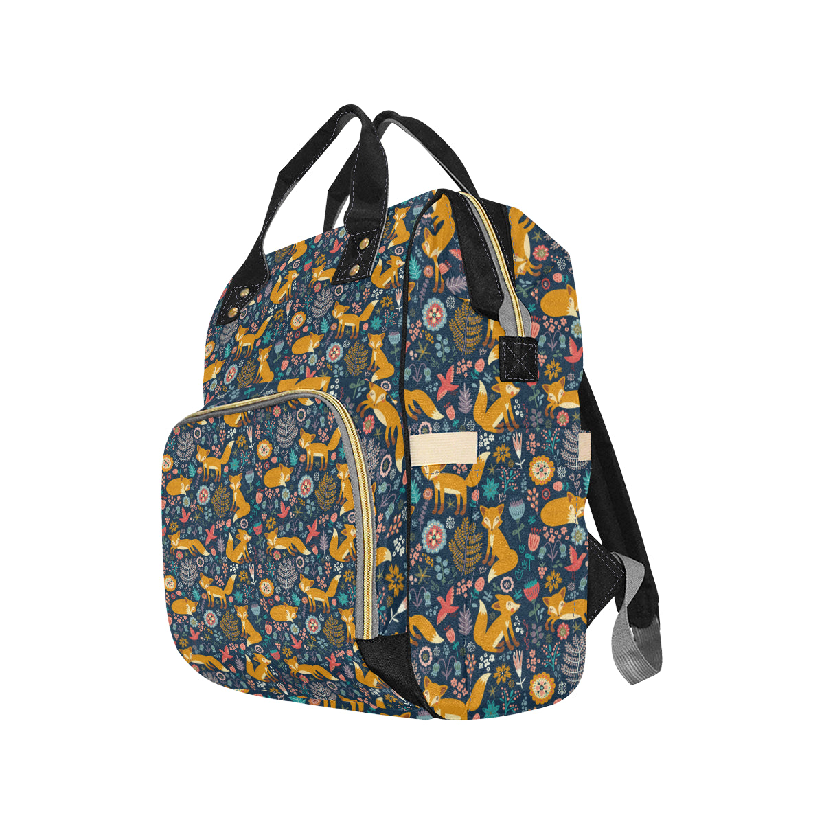 Fox Cute Jungle Print Pattern Diaper Bag Backpack