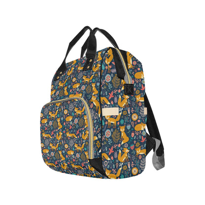 Fox Cute Jungle Print Pattern Diaper Bag Backpack