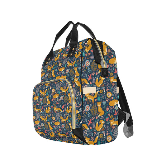 Fox Cute Jungle Print Pattern Diaper Bag Backpack