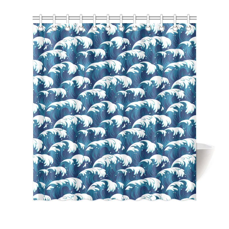 Ocean Wave Pattern Print Shower Curtain