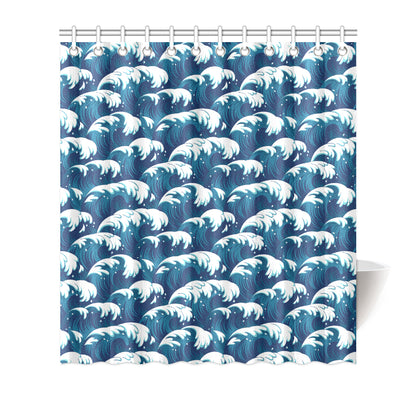 Ocean Wave Pattern Print Shower Curtain