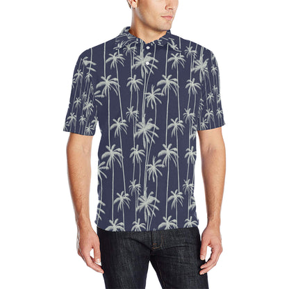 Palm Tree Pattern Print Design PT06 Men Polo Shirt