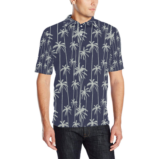 Palm Tree Pattern Print Design PT06 Men Polo Shirt