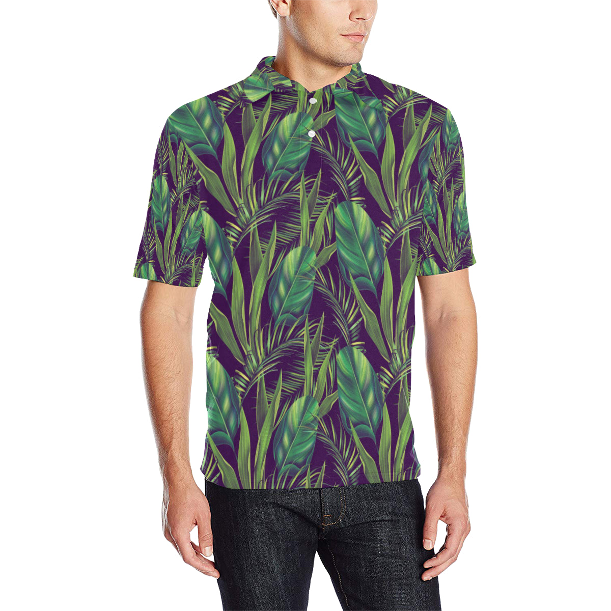 Palm Leaves Pattern Print Design PL03 Men Polo Shirt