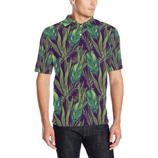 Palm Leaves Pattern Print Design PL03 Men Polo Shirt