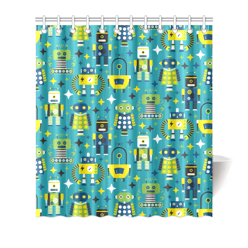 Robot Pattern Print Design A02 Shower Curtain
