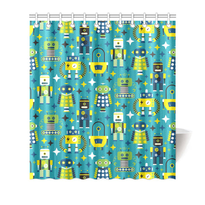 Robot Pattern Print Design A02 Shower Curtain