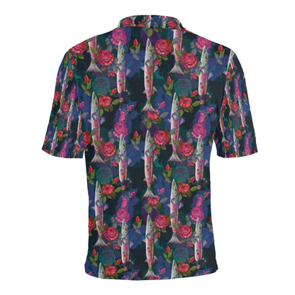 Barracuda with Folwer Pattern Print Design 01 Men Polo Shirt