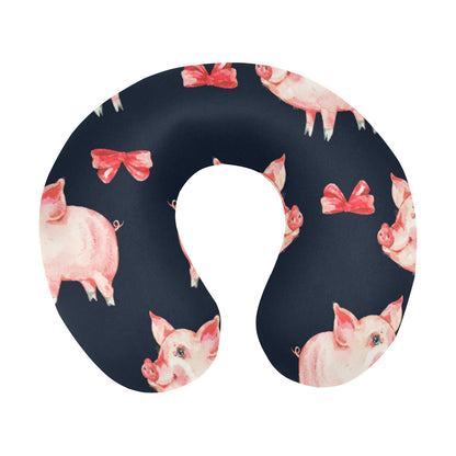 Pig Cute Pattern Print Design 02 U-Shaped Travel Neck Pillow