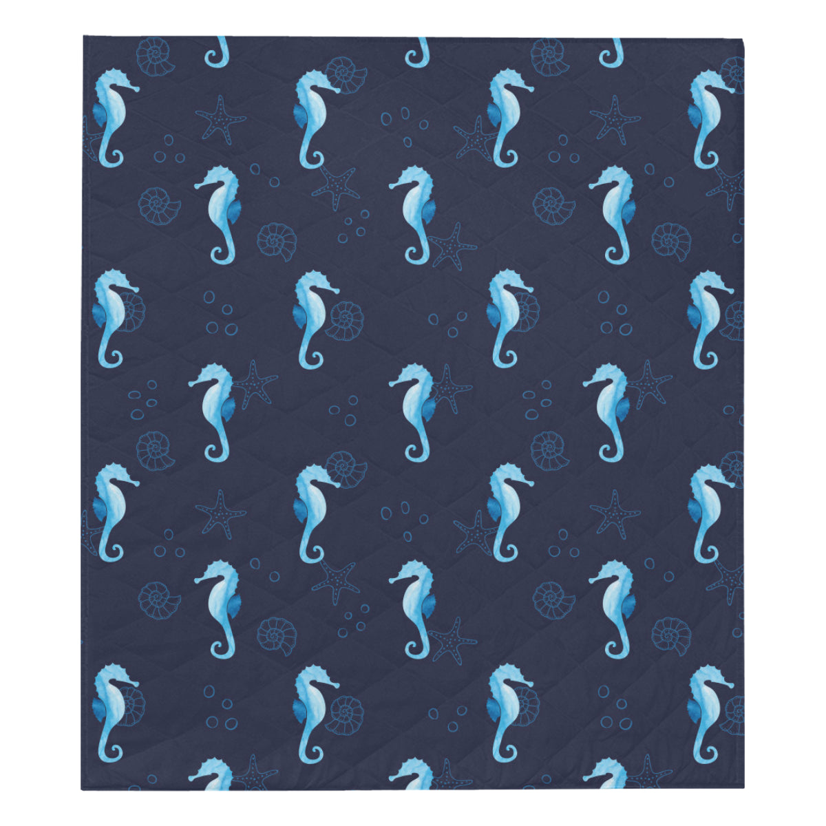 SeaHorse Blue neon Pattern Print Design 03 Premium Quilt