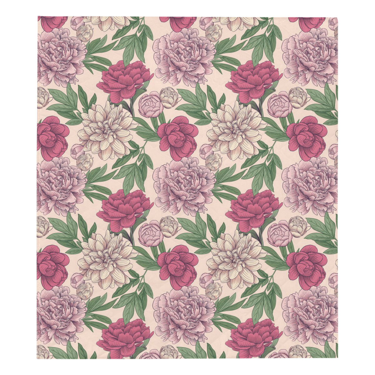 Peony Pattern Print Design A01 Premium Quilt