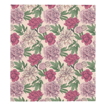 Peony Pattern Print Design A01 Premium Quilt