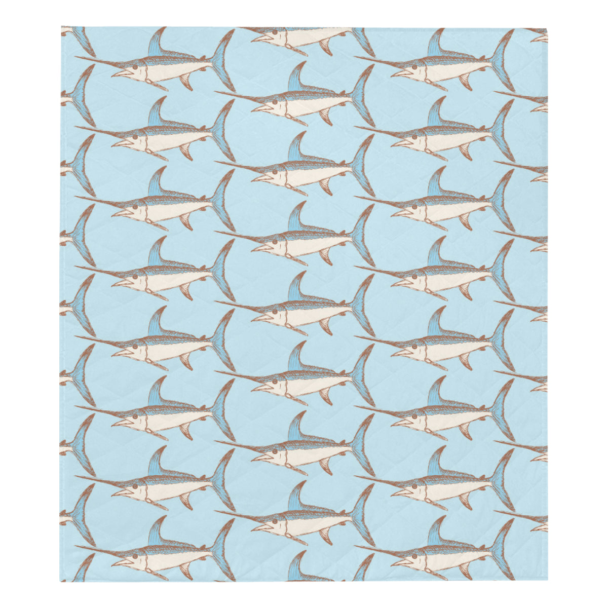 Swordfish Pattern Print Design 01 Premium Quilt