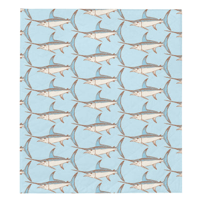 Swordfish Pattern Print Design 01 Premium Quilt
