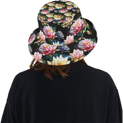 Water Lily Pattern Print Design WL02 Unisex Bucket Hat