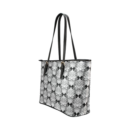 Lotus Mandala Print Pattern Leather Tote Bag