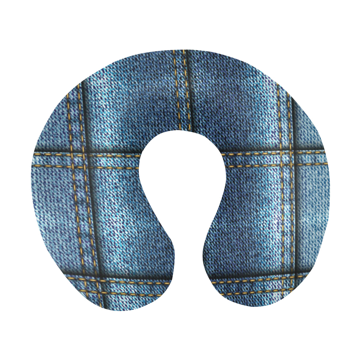 Jean Patchwork Pattern Print Design 02 U-Shaped Travel Neck Pillow