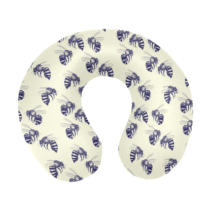 Bee Pattern Print Design 02 U-Shaped Travel Neck Pillow