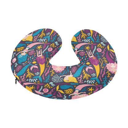 Mermaid Pattern Print Design 08 U-Shaped Travel Neck Pillow