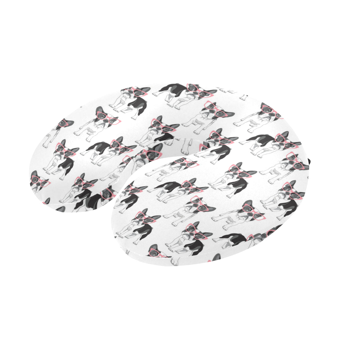 Boston Terrier Pattern Print Design 03 U-Shaped Travel Neck Pillow