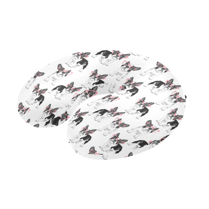 Boston Terrier Pattern Print Design 03 U-Shaped Travel Neck Pillow
