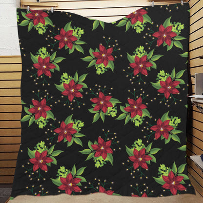 Poinsettia Pattern Print Design A01 Premium Quilt