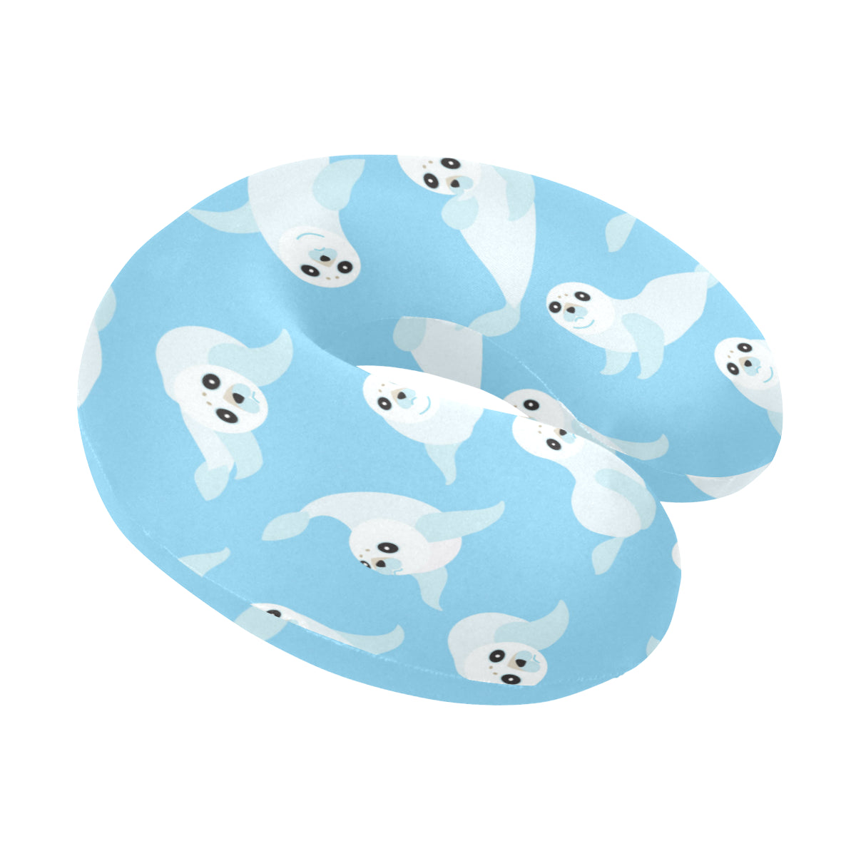Sea Lion Cute Pattern Print Design 03 U-Shaped Travel Neck Pillow