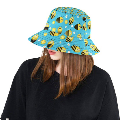 Bee Pattern Print Design BEE06 Unisex Bucket Hat