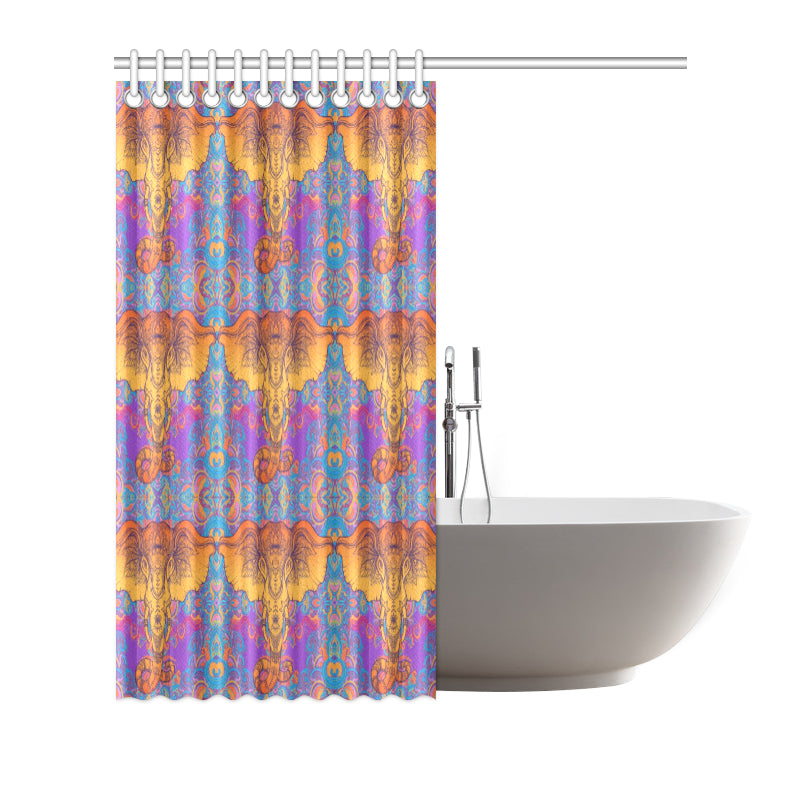 Gold Elephant Indian Shower Curtain