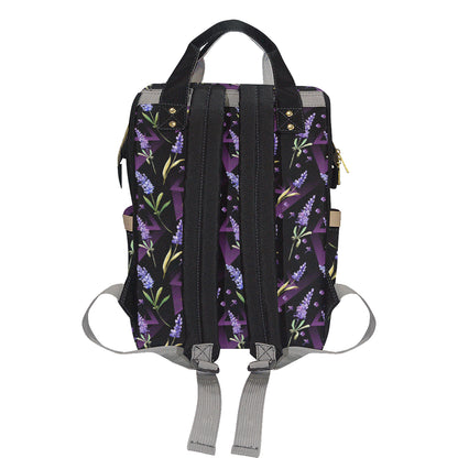 Lavender Pattern Print Design LV07 Diaper Bag Backpack