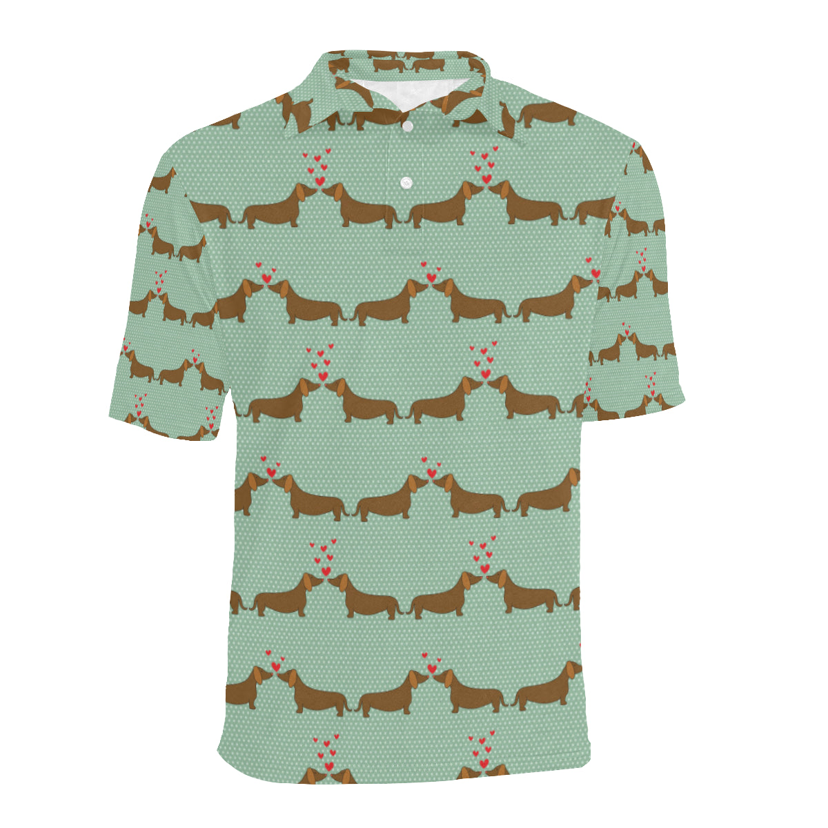 Dachshund Pattern Print Design 02 Men Polo Shirt