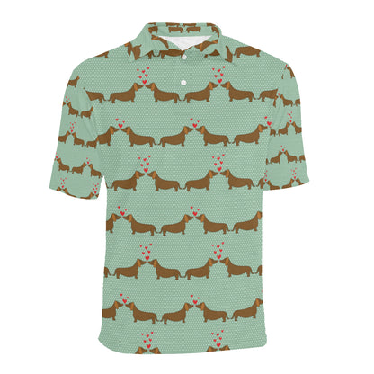 Dachshund Pattern Print Design 02 Men Polo Shirt