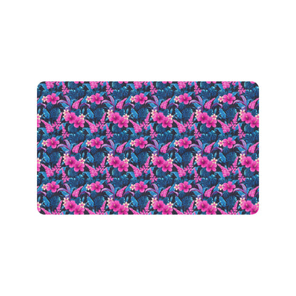 Tropical Folower Pink Themed Print Rubber Doormat