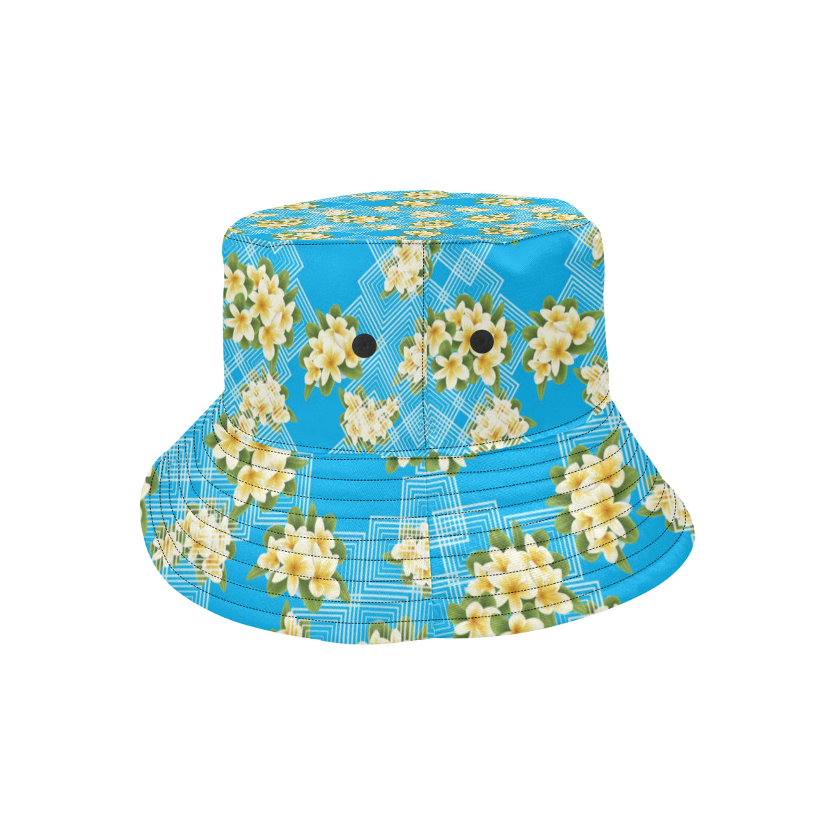 Yellow Plumeria Design Print Pattern Unisex Bucket Hat