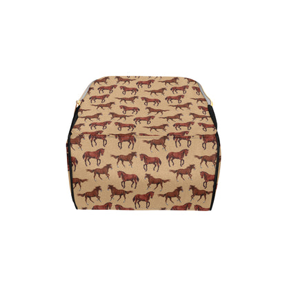 Brown Horse Print Pattern Diaper Bag Backpack