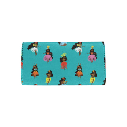 Hula Dancers Pattern Print Design 04 Women's Trifold Wallet