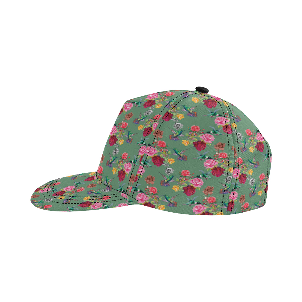 Hummingbird with Rose Themed Print Snapback Cap