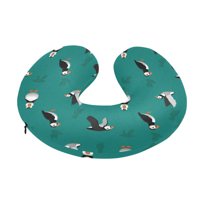 Puffin Pattern Print Design A02 U-Shaped Travel Neck Pillow