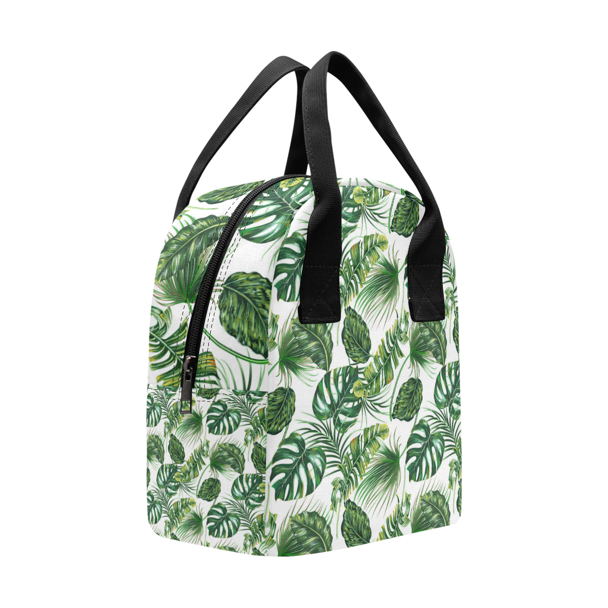 Green Pattern Tropical Palm Leaves Insulated Lunch Bag