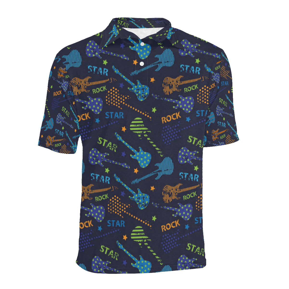 Rock and Roll Pattern Print Design A04 Men Polo Shirt