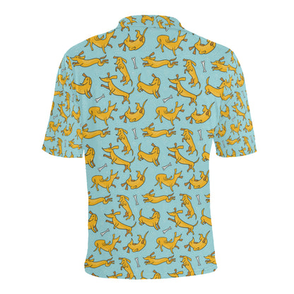 Dachshund Pattern Print Design 08 Men Polo Shirt