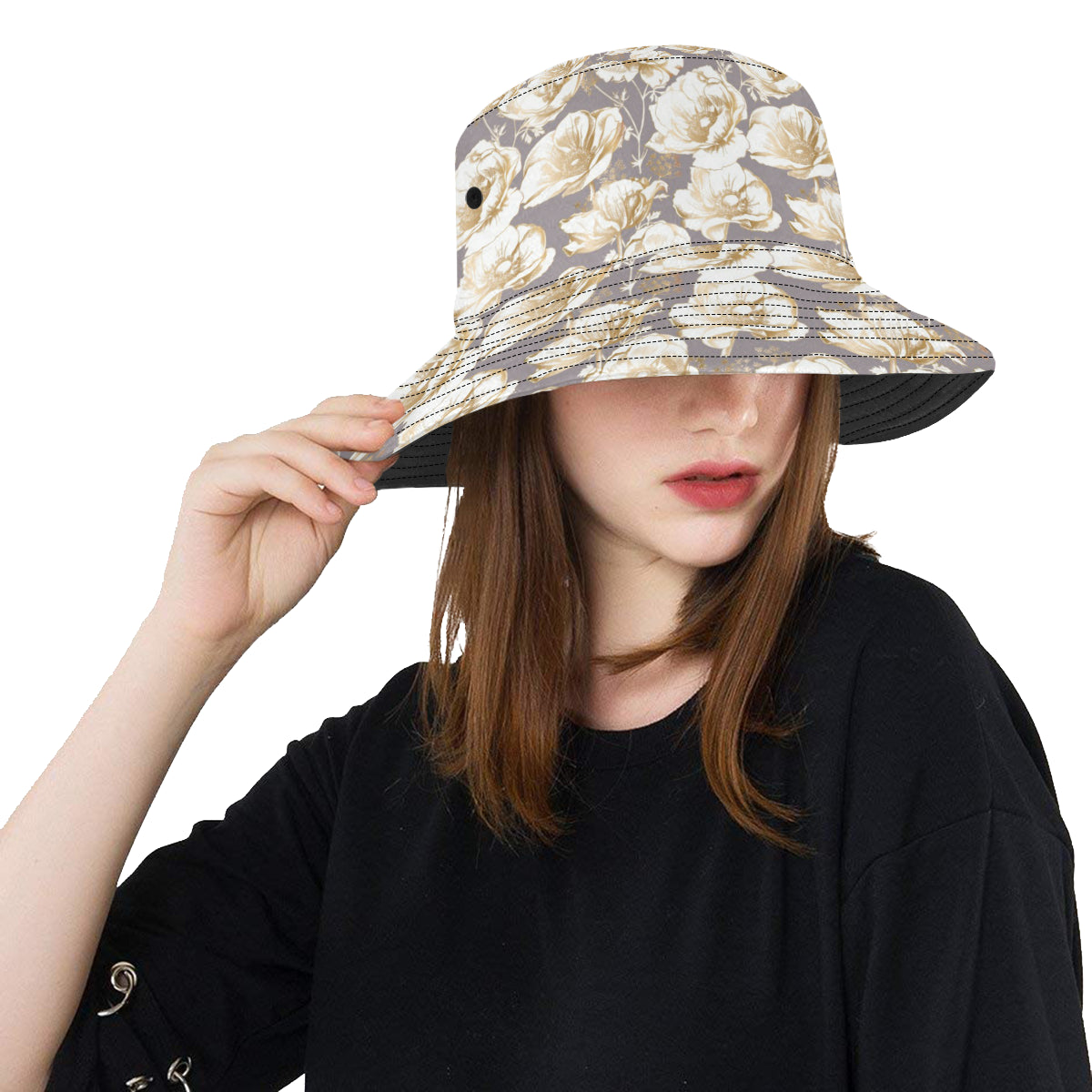 Anemone Pattern Print Design AM05 Unisex Bucket Hat