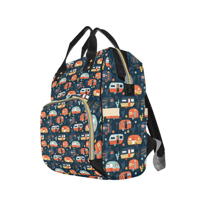 Camper Caravan Print Pattern Diaper Bag Backpack