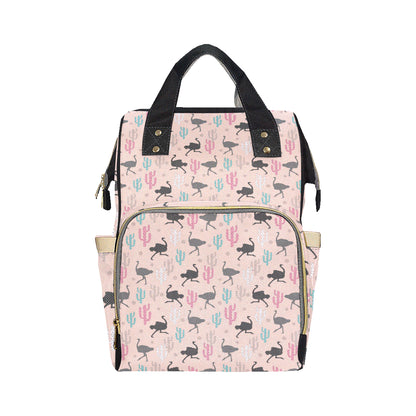 Ostrich Pattern Print Design 03 Diaper Bag Backpack