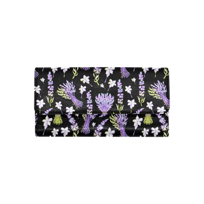 Lavender Pattern Print Design LV04 Women's Trifold Wallet