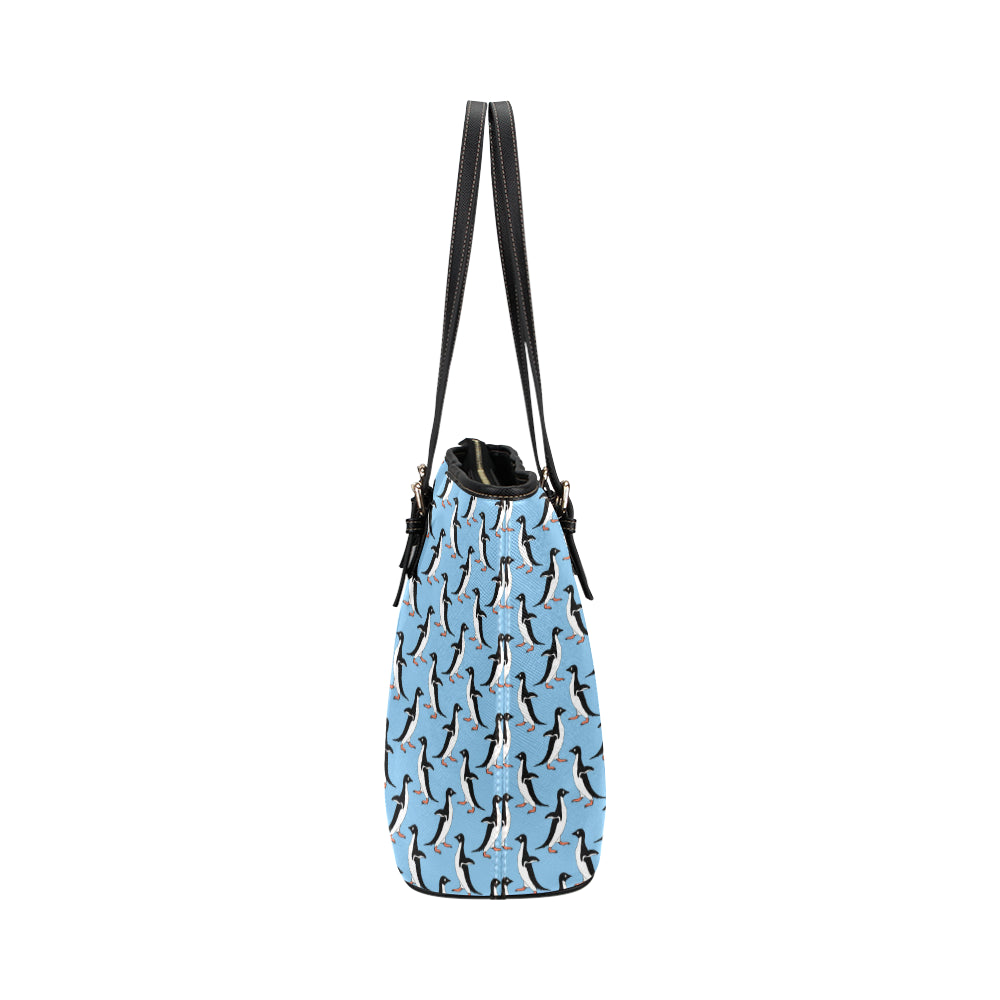 Penguin Dance Pattern Leather Tote Bag